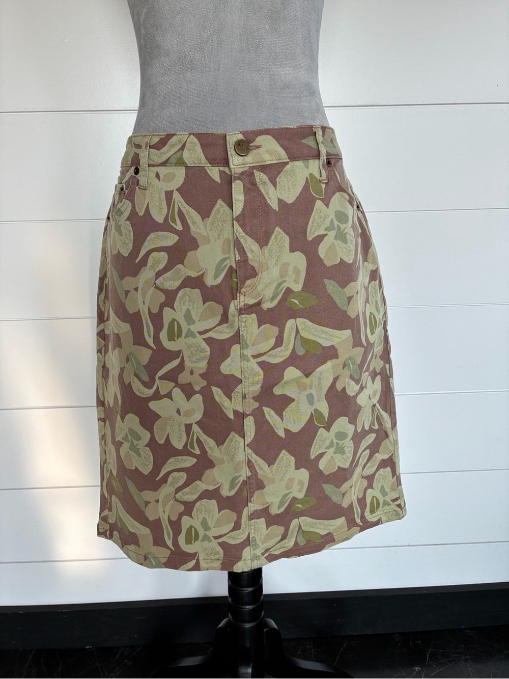 LOGO Lori Goldstein Stretch Twill 5 Pocket Pencil Skirt Sz 12 NWOT/0404